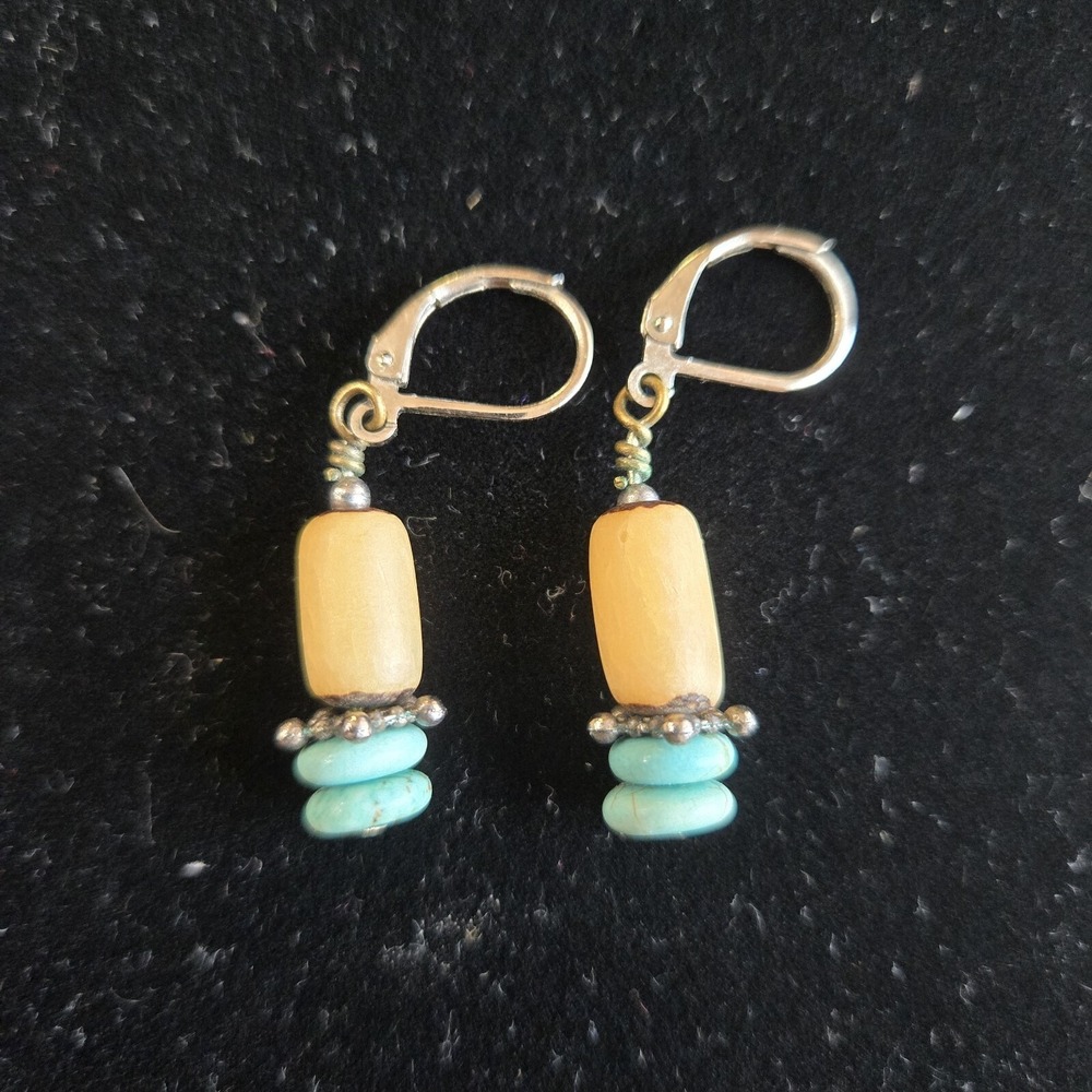 Turquoise Beaded Earrings Drop Dangle Tribal Native